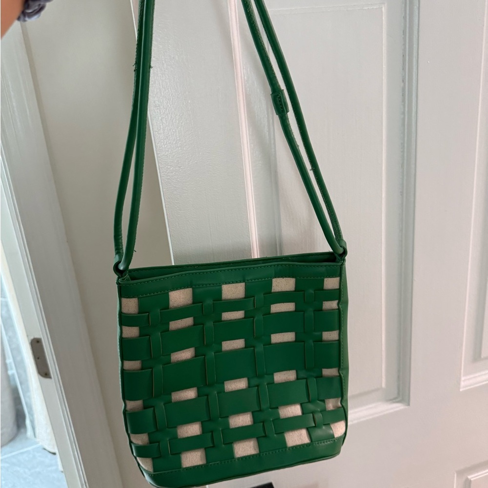 Green Woven Shoulder Bag